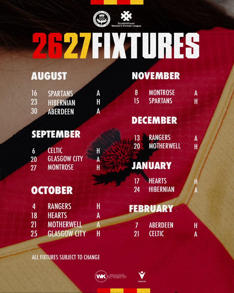 ScottishPower Women’s Premier League 2026/27 Fixtures Announced